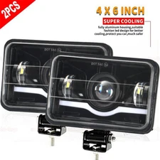 Pair 4X6'' LED Work Lights Spot Driving Fog Headlight Offroad + Mount Brackets
