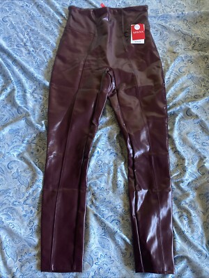SPANX Faux Patent Leather Leggings -2030lQ -Ruby- Sz Medium  NWT