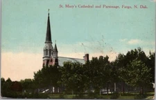 1910s FARGO, North Dakota Postcard "ST. MARY'S CATHEDRAL and Parsonage" / Unused