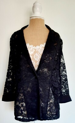 Julipa Damen kurz schwarz Spitze Jacke Blazer Größe 12 neu mit Etikett 