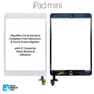 NEU iPad Mini 1 & 2 komplette Front Glas/Digitalisierer Touchscreen Baugruppe - WEISS