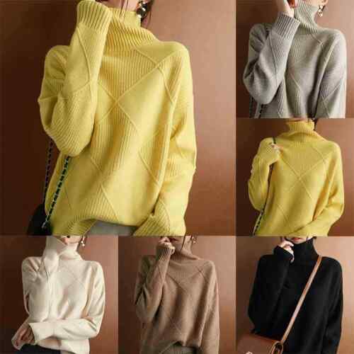 Turtleneck turtleneck women Cashmere sweater Loose sweaters pure color knitted