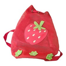 Strawberry Backpack Vinyl Mesh Small Red Young Adult Bag Child