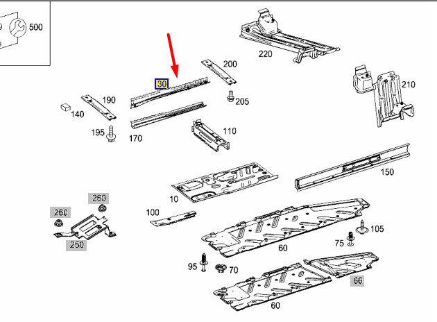 MERCEDES-BENZ GLA X156 Bottom Right Rail Reinforcement A2466101825