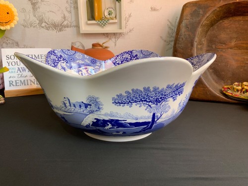 Rare Spode Blue Italian Large Punch Bowl 35.5cm Diameter MINT - Picture 6 of 10