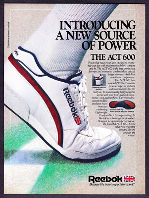 1985 Reebok The ACT 600 Tennis Shoe photo ''New Source of Power'' vintage print ad