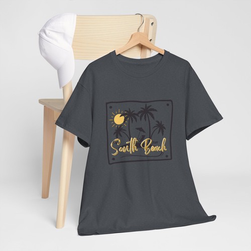 Miami Beach South Beach Unisex Heavy Cotton Tee T-Shirt 'Fun Sun' - Picture 85 of 118