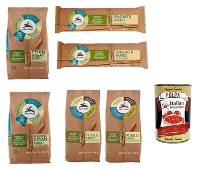 Alce Nero Testpaket Pasta Al Farro, Nudeln Mit Emmer Wheat, 6x 500g+Polpa 400g