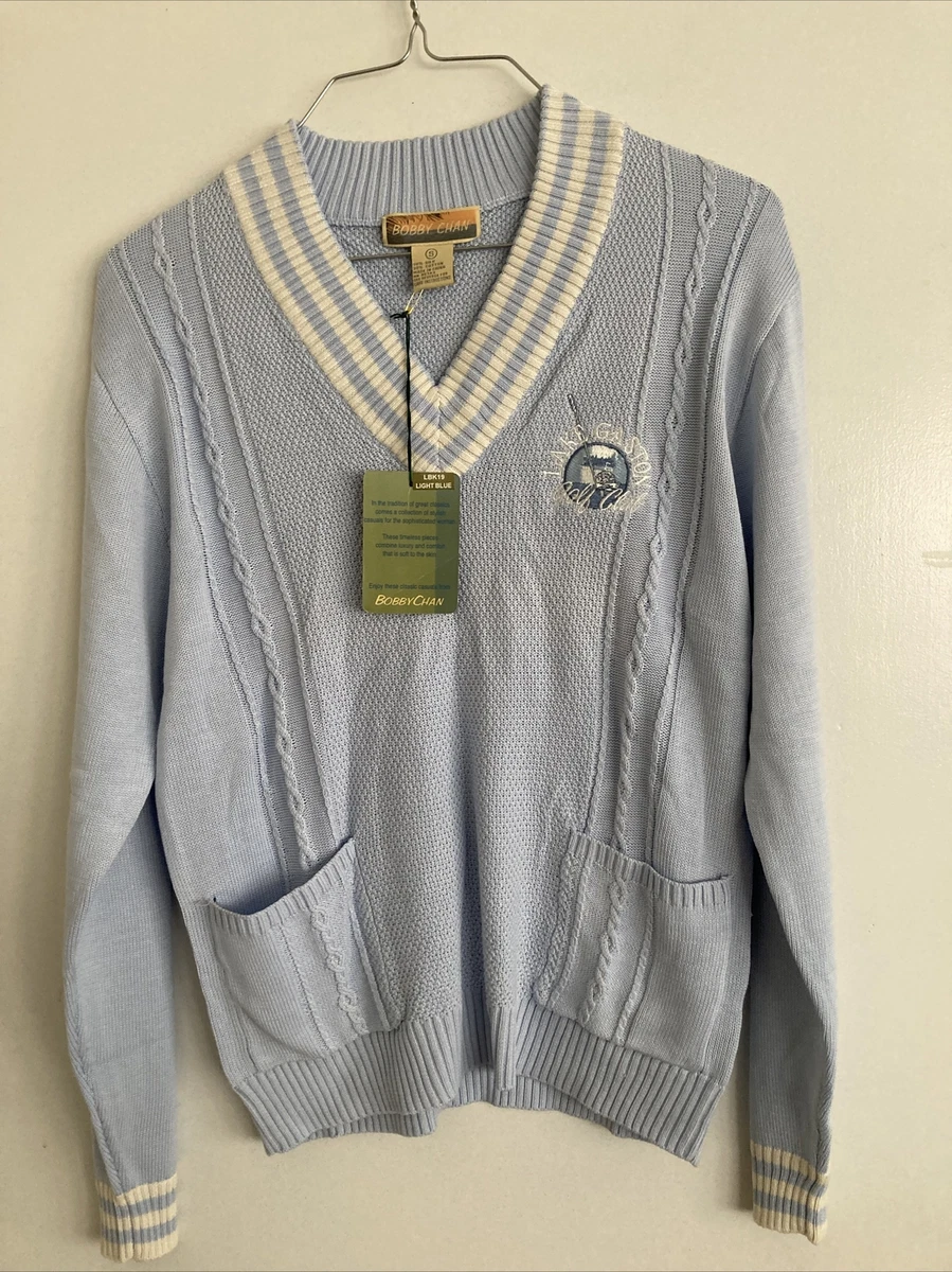 Bobby Chan Women's Sweater Blue Small Silk V Neck Lake Gaston Golf Club  #815 | eBay