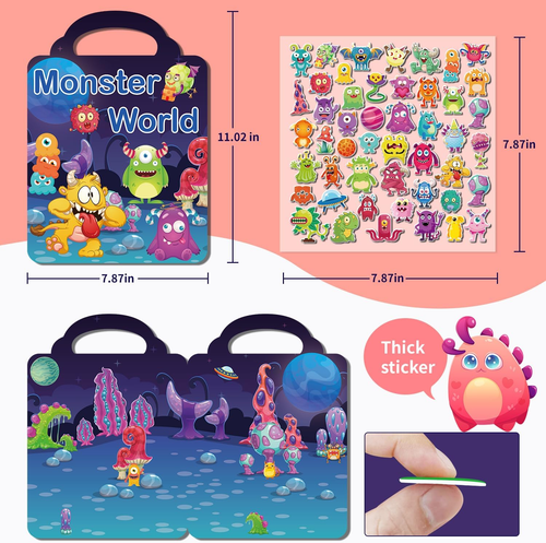 6Set Reusable Sticker Books for Kids 1-3 2-4 Years Old, 3D Puffy Stickers Books - Picture 2 of 12