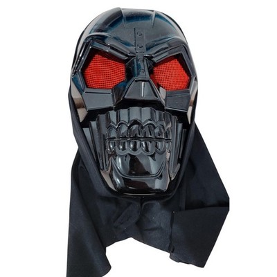 Unbranded Skull Mask Plastic Hooded Black Red Mesh Eyes Costume One Size Horror
