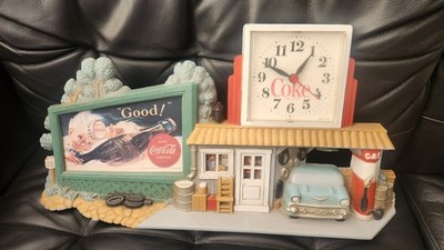 Vintage 3D Burwood 1990 Coca-Cola Coke Clock Billboard Route US 66 Gas Station