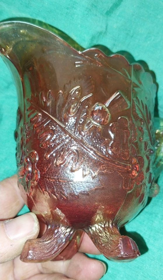 Vintage 1930's Sowerby Carnival Glass Cream Jug Marigold, Scotch Thistle Pattern - image 3 of 4
