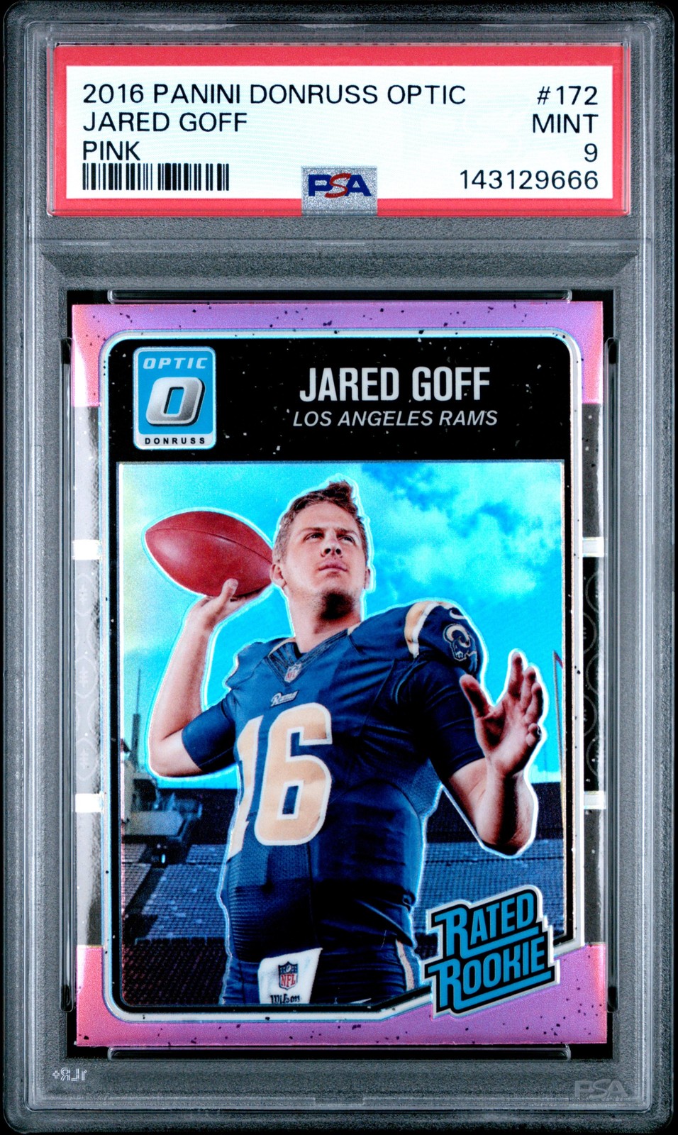 143129666 Jared Goff 2016 Panini Donruss Optic #172 Pink Rookie RC PSA 9