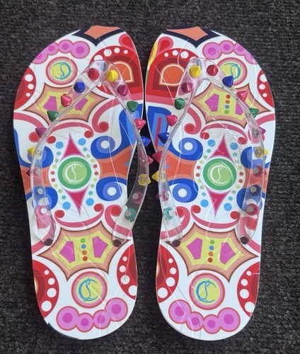 CHRISTIAN LOUBOUTIN Loubi Donna Chanclas Planas Picos Sandalias Multicolor Talla 37 - Imagen 6 de 15