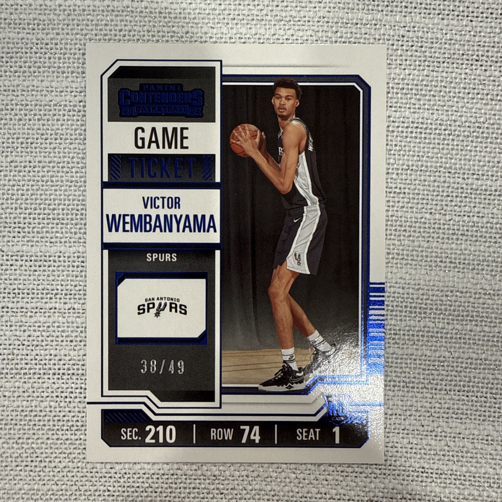 2023-24 Panini Contenders Victor Wembanyama Game Ticket Blue /49 Spurs 