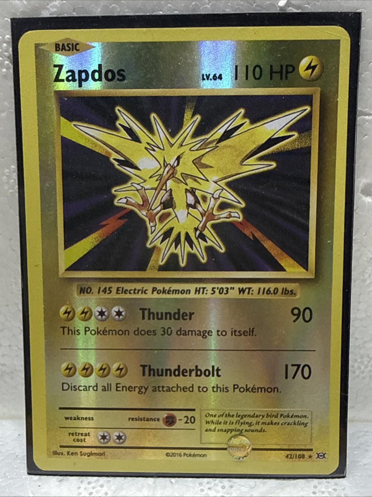 Zapdos 42/108 Reverse Holo Rare Near Mint XY Evolutions Pokemon Card