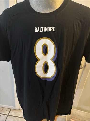 NEW Lamar Jackson #8 Baltimore Ravens Player Shirt ADULT S,M,L,XL Black - Picture 2 of 2