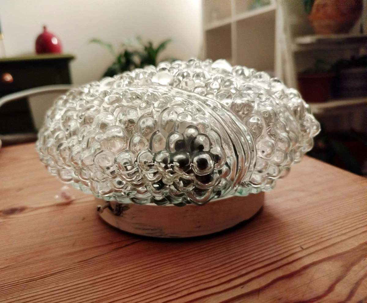 Plafonnier Vintage Années 60/70 - Abat-jour En Verre Teinté - Occasion Parfait état