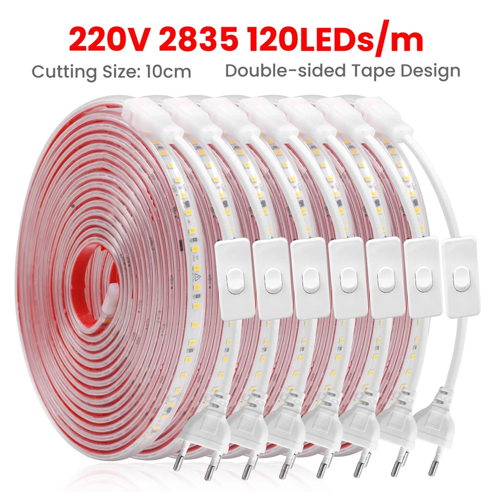 Lichtband LED Streifen Stripe 220V 230V Wasserdicht Lichtschlauch Selbstklebend - Bild 2 von 4