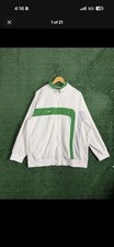 Vintage Nike Y2K Track Jacket Mens XL White Green 00 s Mini Swoosh Logo Retro
