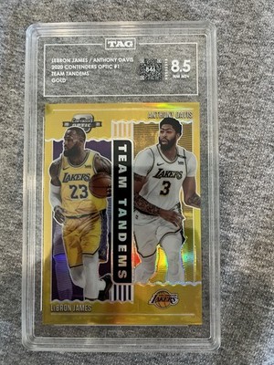 LeBron James Anthony Davis Team Tandems Contenders Optic Gold /10 Tag 8.5