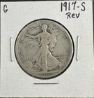1917-S Walking Liberty Half Dollar – Reverse Mintmark Variety – 90% Silver – Cir