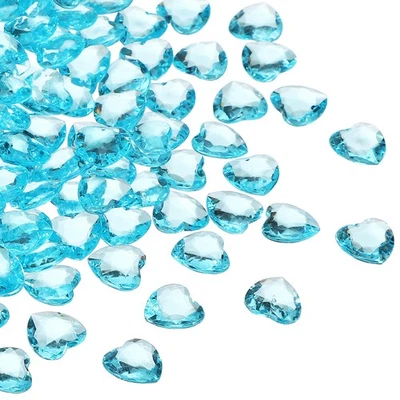 250 pièces pierres précieuses en acrylique coeur, ornements de remplissage de vase boule en forme de coeur, bleu - Photo 1/4