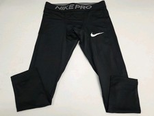 Nike Pro Dri Fit Tight Fit Youth Boys Leggings Black Logo Size M 8841