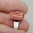 Vintage Coca Cola Lapel Button Red Enamel Silver Tone Logo