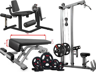 3 PIECE GYM: BODYSOLID LEGS CURL + EXT, LAT + ROW, & ABS BENCH - PICKUP ONLY!