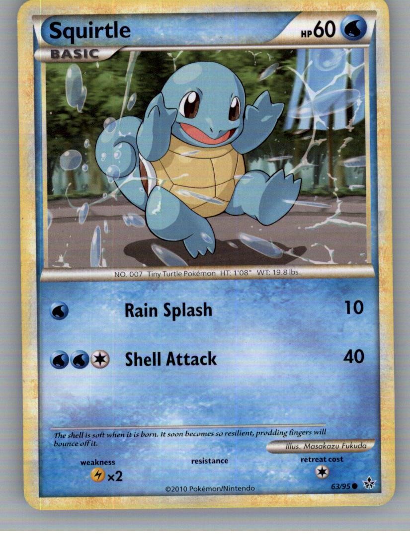Squirtle 63/95 Common HGSS Unleashed Pokemon Near Mint