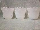 3 Vtg Fire King White Milk Glass Hobnail Planters Vase Scalloped Rim 5 ¼”  Bowl