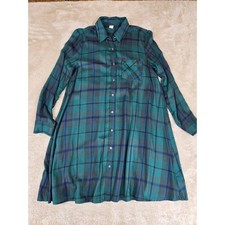Old Navy Women's Green Blue Plaid Long Sleeve Button Down Shirt Dress Size S