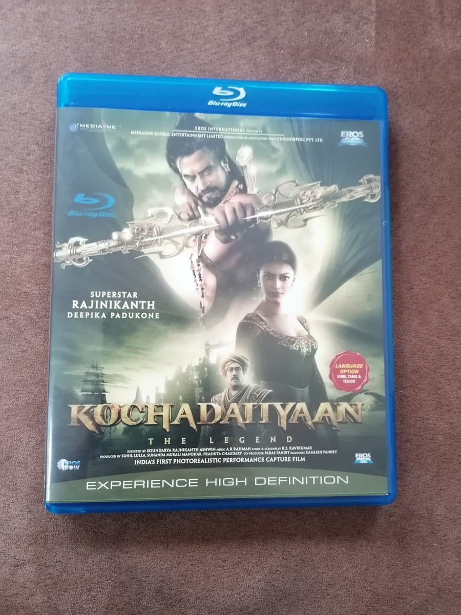 Kochadaiiyaan, RAJINIKANTH DEEPIKA PADUKONE, Hindi, Tamil, Blu-Ray