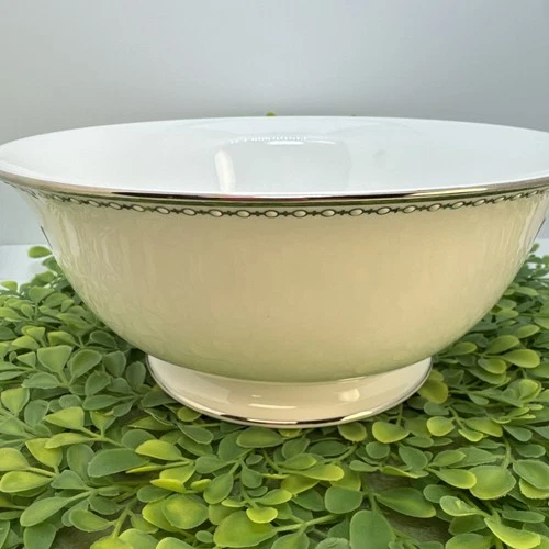Lenox Fine Bone China Pearl Platinum Vegetable Serving Bowl Footed 9" Silver
