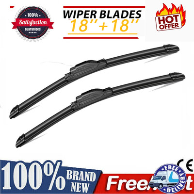 18''+18'' Windshield Wiper Blades Premium Rubber J-Hook Window Left & Right Wipers