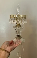 VTG Michelotti Crystal Lamp Boudoir Parlor Accent Light 18 Prisms NO SHADE WORKS