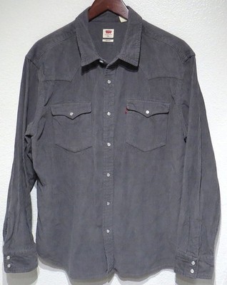 Levi's CHARCOAL GRAY Western Shirt XL Standard Fit Snaps Cowboy 85745 Barstow