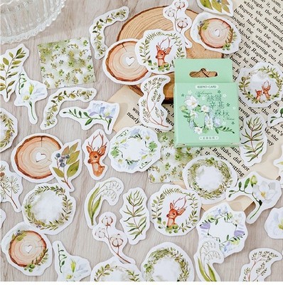 45pcs Helsinki Forest Sticker Pack, Forest Animals Stickers Box Set