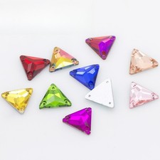 Triangle Glass FlatBack Crystal Rhinestone Colorful Sew on Jewels Applique