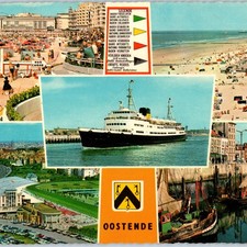 c1970s Oostende, Belgium Beach Resort Multi View Ship Harbor Oversized PC 8P