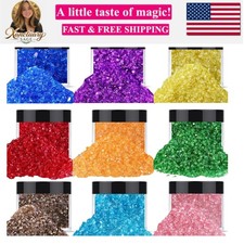 9 Box Transparent Broken Crushed Glass Glitter, 6.4oz/180g Irregular Shards M...