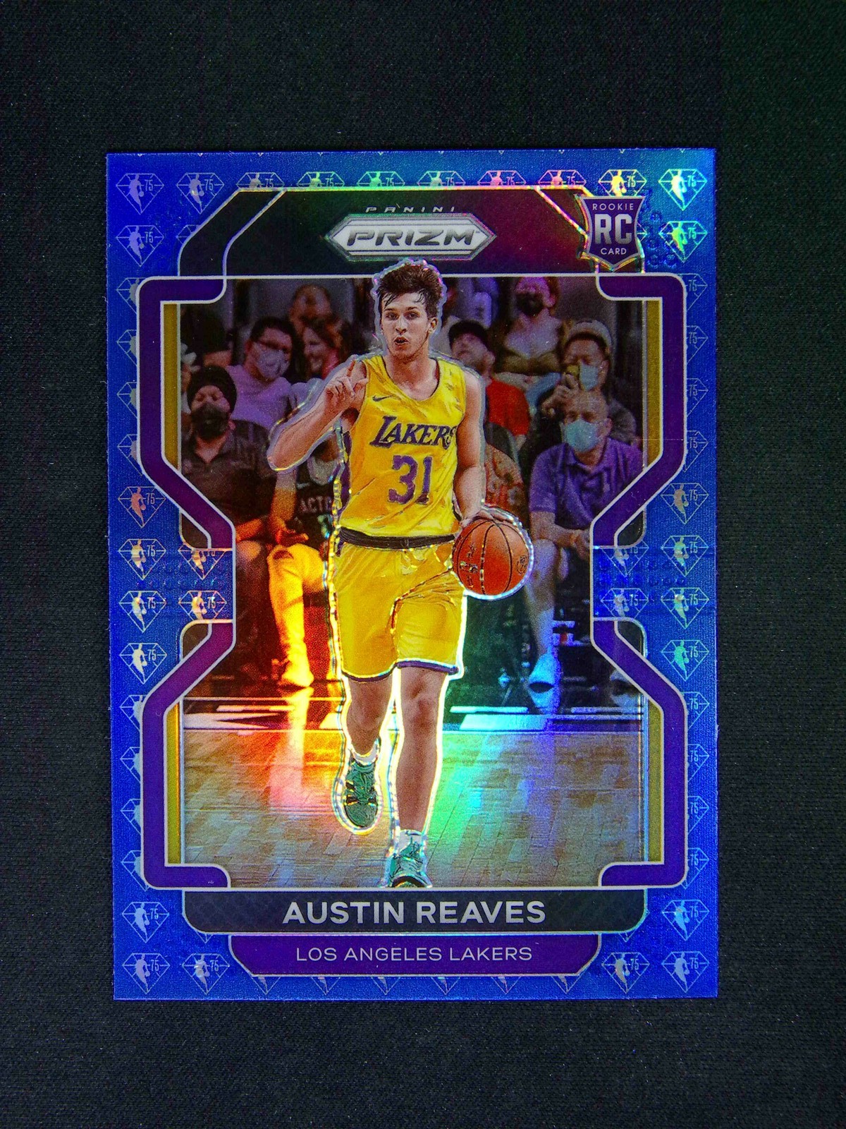 2021-22 Panini Prizm Austin Reaves #165 RC Rookie 75th Blue Diamond
