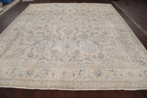 Muted Distressed Floral Traditional Room Size Rug Vintage Handmade Carpet 10x11 - Picture 16 of 21