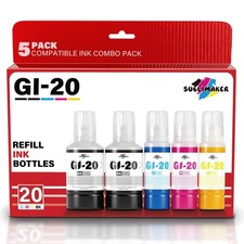 GI20 Ink Refill Bottles for Canon MegaTank Printers 5 Pack Black  Color