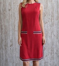 Tommy Hilfiger Womens Shift Dress Red Sleeveless Size Xs Polyester Blend