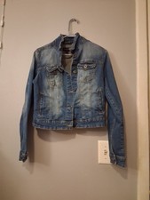 New Look Teen Girl's Blue Denim Jacket, Button Closure, Pockets, Size L
