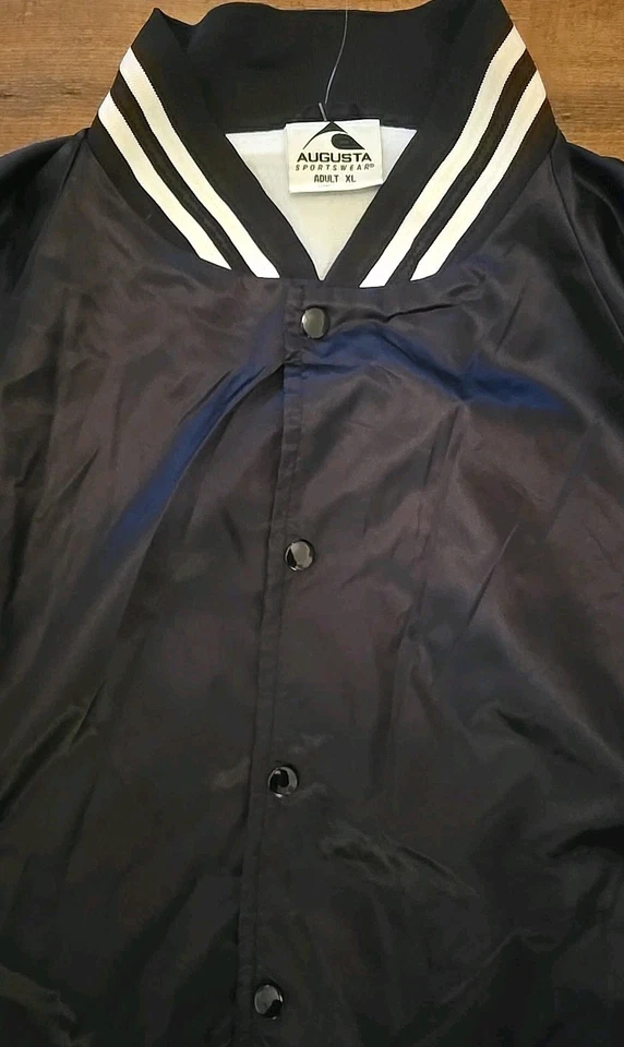 NOS! NWOT Augusta Men’s Satin Baseball Jacket XL Striped Trim Retro Streetwear - Image 2 of 2
