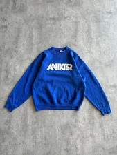 Vintage 80s Anixter Graphic Logo Crewneck Sweatshirt Blue M USA Pullover